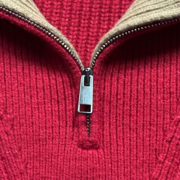 Banana Republic Oversized Half Zip Wool Blend Red Sweater Size Medium - Picture 7 of 9